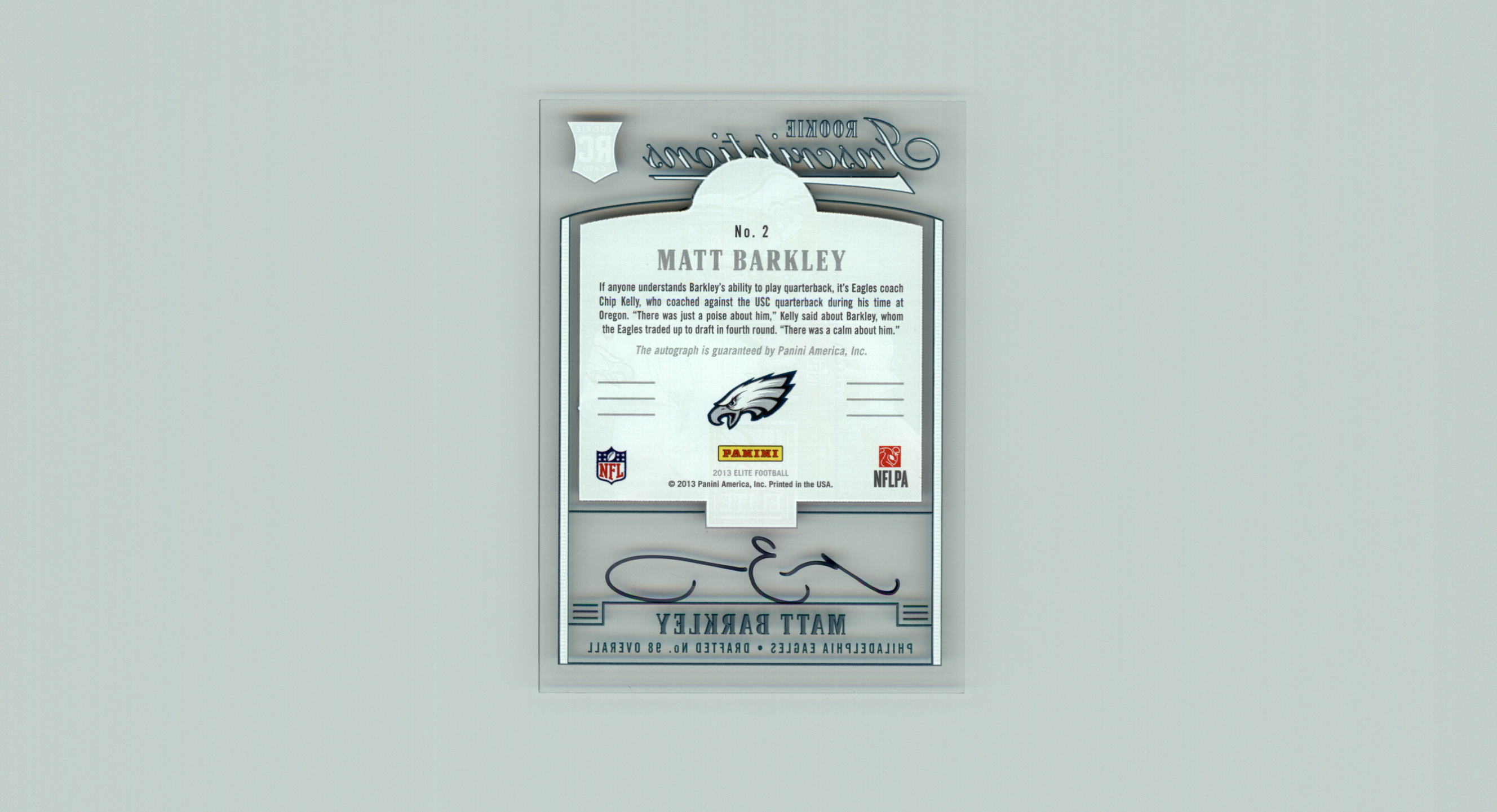 2013 Elite Rookie Inscriptions Black Ink #2 Matt Barkley back image