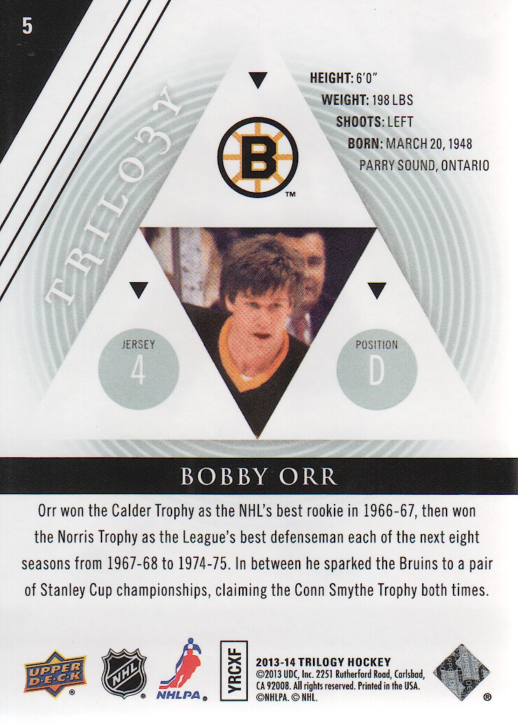 2013-14 Upper Deck Trilogy #5 Bobby Orr back image