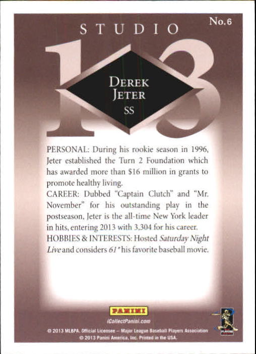 2013 Panini Father's Day Studio #6 Derek Jeter