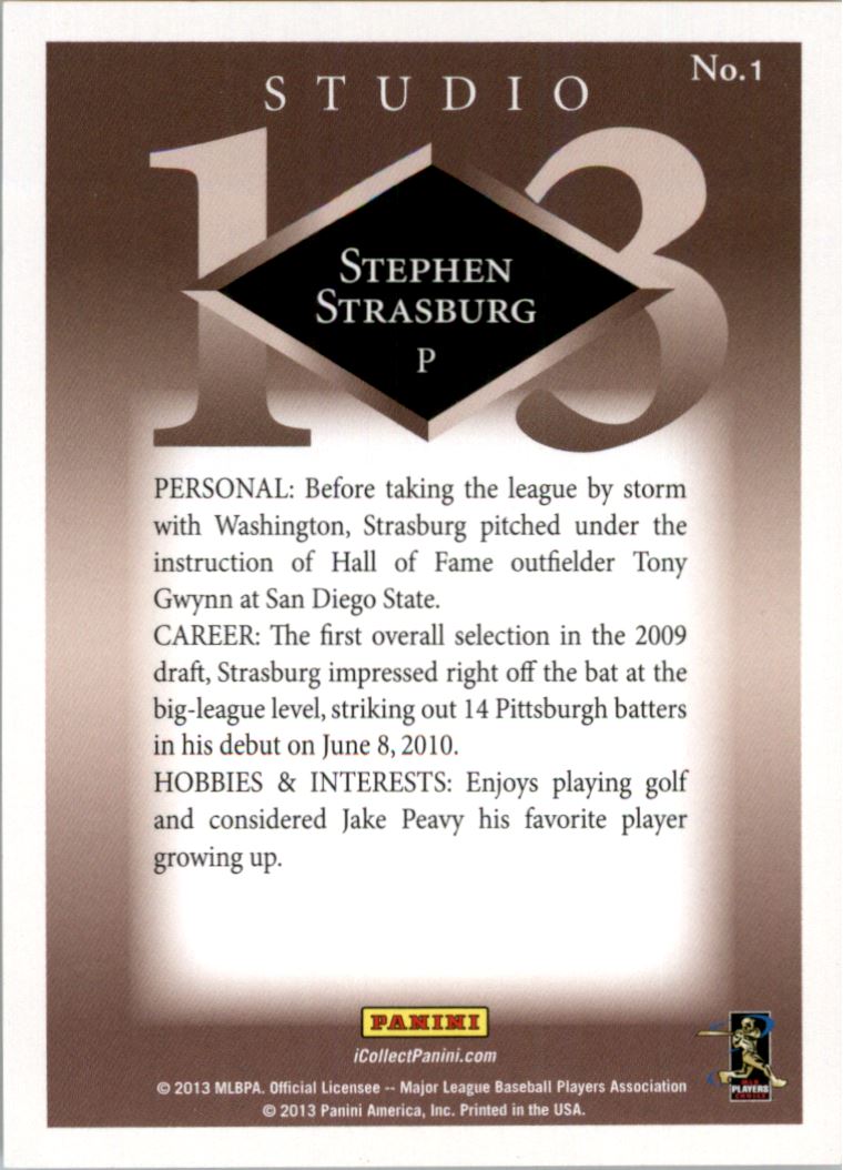 2013 Panini Father's Day Studio Lava Flow #1 Stephen Strasburg