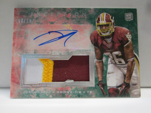 2013 Topps Inception Rookie Jumbo Patch Autographs Green #IAJPJRE Jordan Reed EXCH
