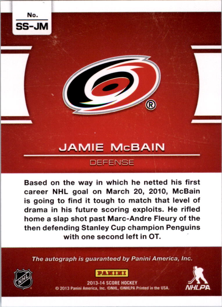 2013-14 Score Signatures #SSJM Jamie McBain back image