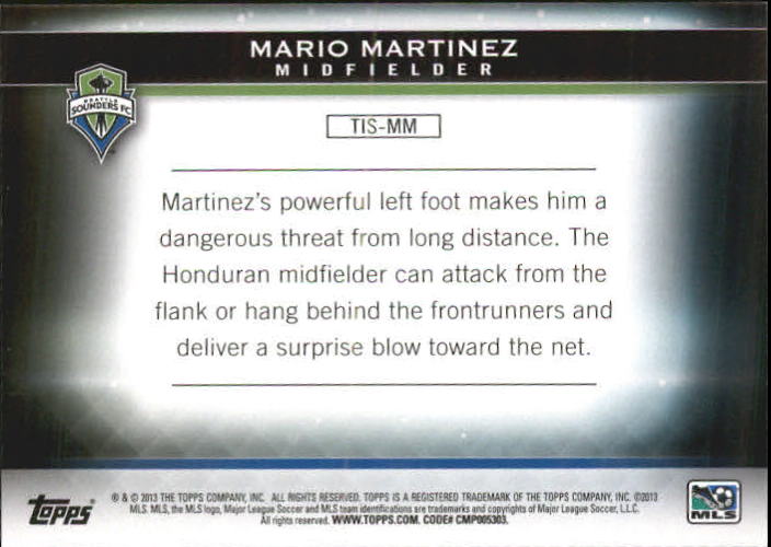 2013 Topps MLS Pure Soccer #MM Mario Martinez back image