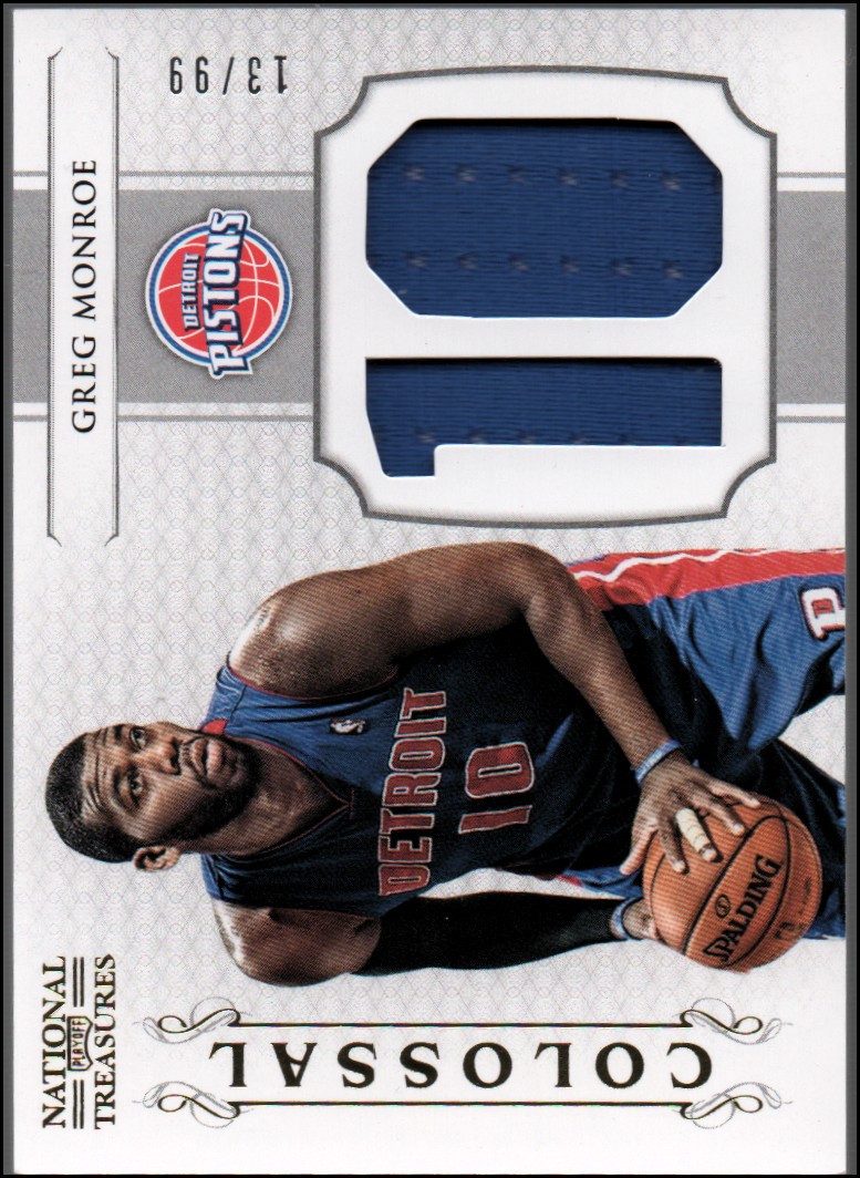 2012 13 Panini National Treasures Colossal Materials Jersey Numbers 11 Greg Monroe 99 13 99 NM MT