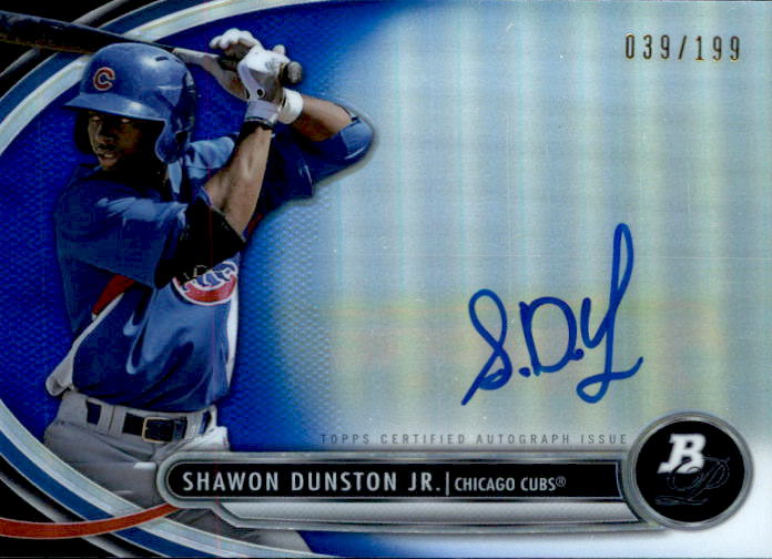 2013 Bowman Platinum Prospect Autographs Blue Refractors #SD Shawon Dunston Jr.