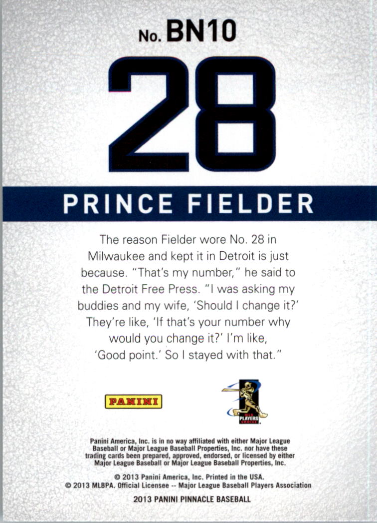 2013 Pinnacle Behind the Numbers #10 Prince Fielder back image