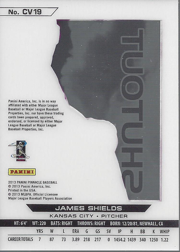 2013 Pinnacle Clear Vision Pitching Shutout #19 James Shields back image
