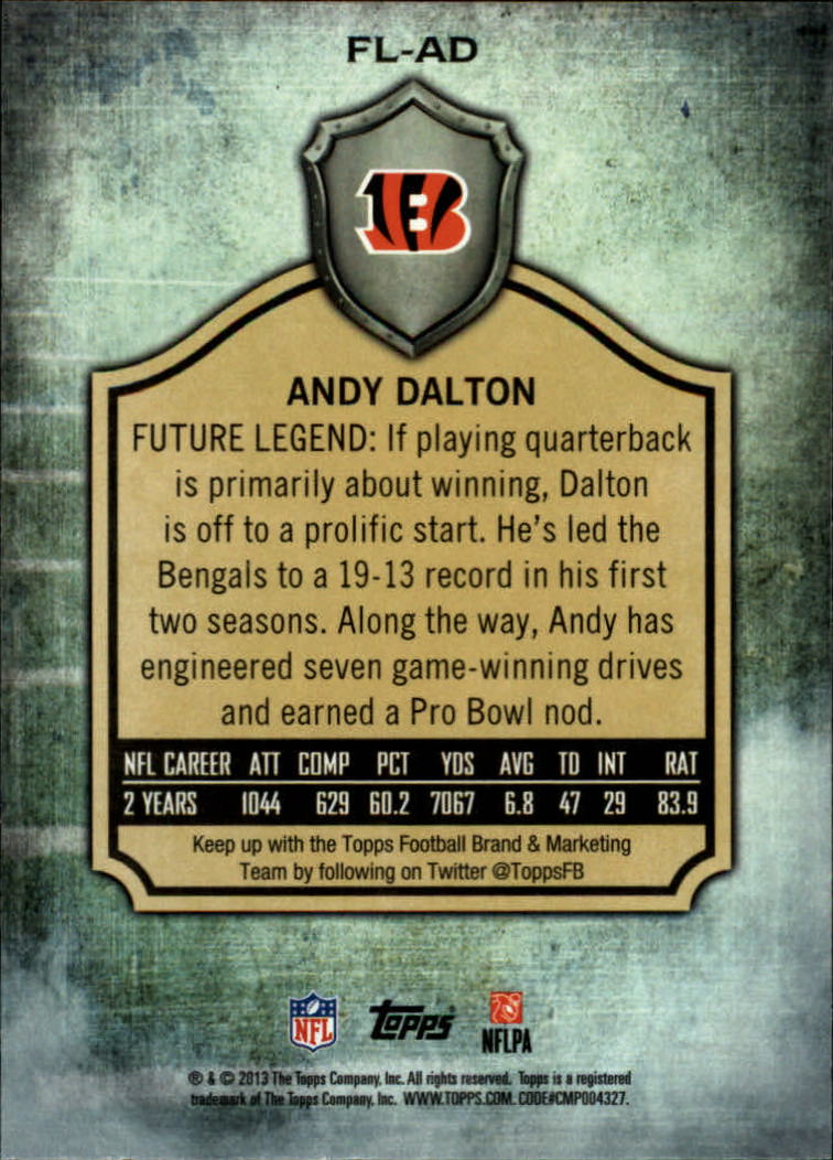 2013 Topps Future Legends #FLAD Andy Dalton back image