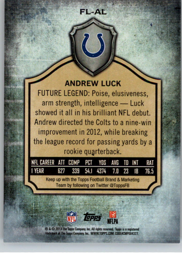 2013 Topps Future Legends #FLAL Andrew Luck back image