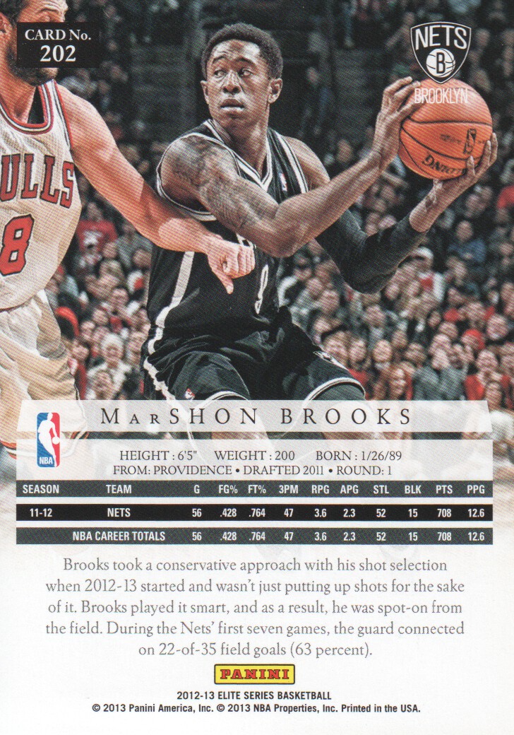 2012-13 Elite Series #202 MarShon Brooks RC back image