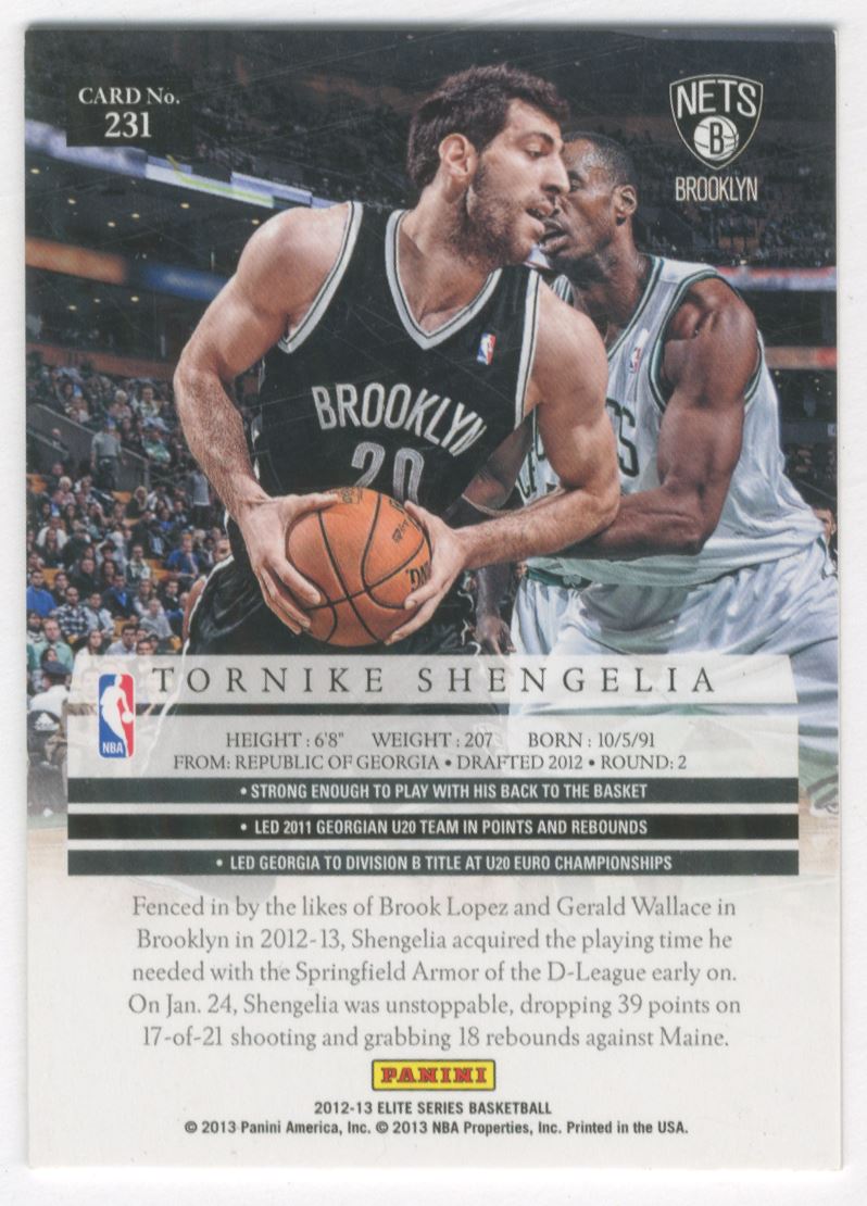 2012 13 Elite Serie 231 Tornike Shengelia Rc 249 Ebay