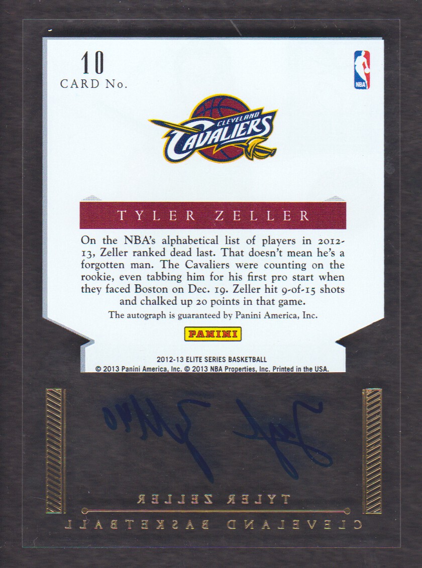 2012-13 Elite Series Rookie Inscriptions Autographs #10 Tyler Zeller back image