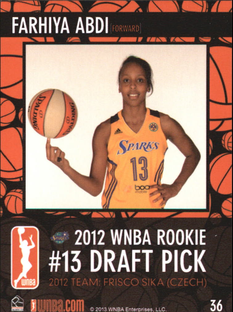 2013 WNBA #36 Farhiya Abdi RC back image