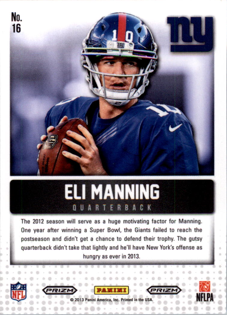 2013 Panini Cornerstones #16 Eli Manning back image