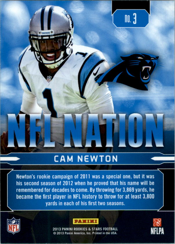 2013 Rookies and Stars NFL Nation #3 Cam Newton back image