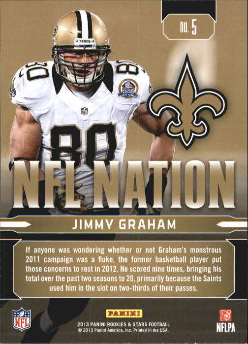2013 Rookies and Stars NFL Nation #5 Jimmy Graham back image