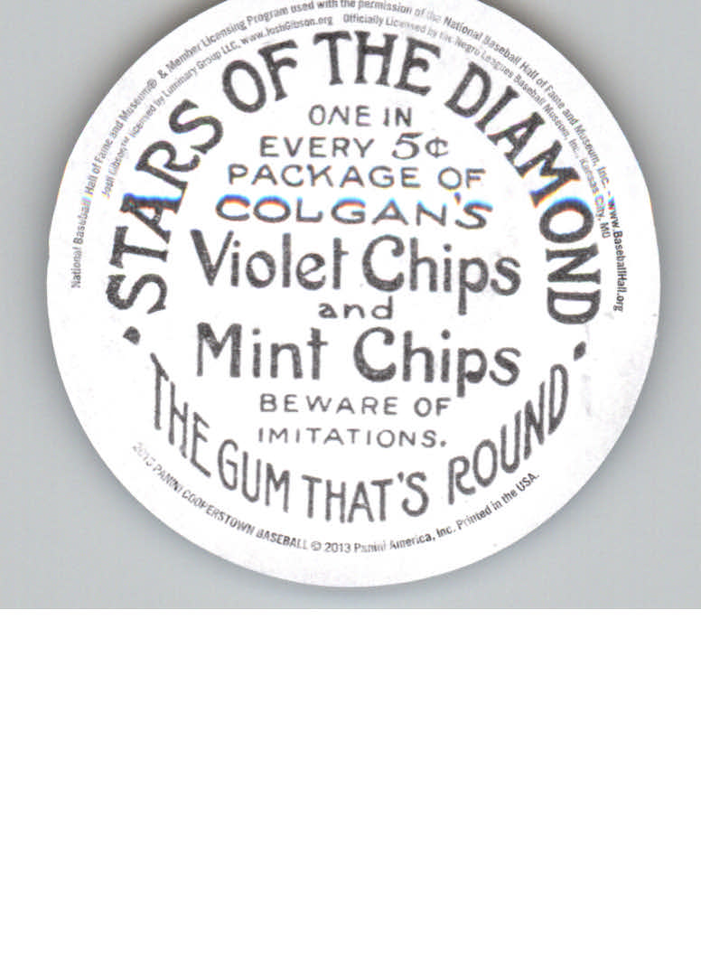 2013 Panini Cooperstown Colgan's Chips #52 Josh Gibson back image