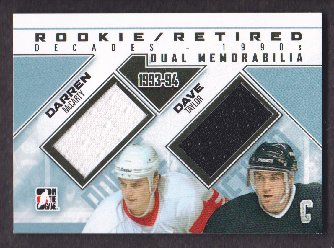 2013-14 ITG Decades 1990s Rookie and Retired Dual Jerseys Black #RRDM04 Darren McCarty/Dave Taylor