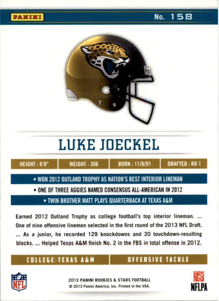 2013 Rookies and Stars Longevity Black Parallel #158 Luke Joeckel back image