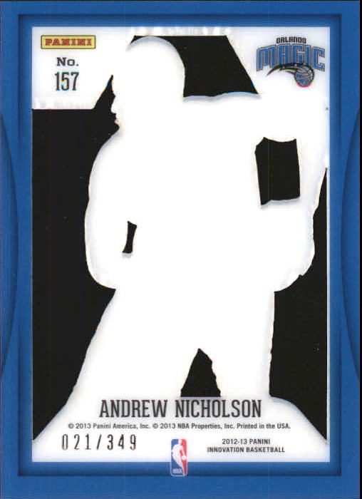 2012-13 Innovation #157 Andrew Nicholson RC back image