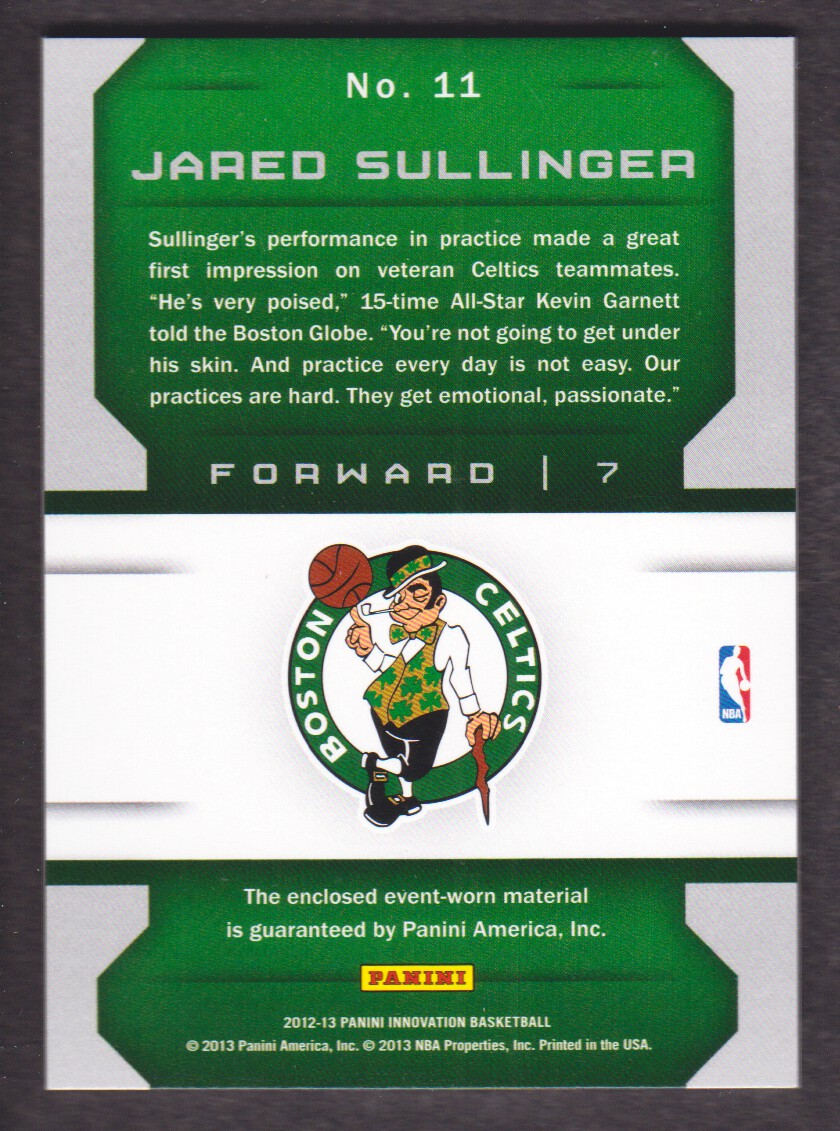 2012-13 Innovation Rookie Jumbo Jerseys #11 Jared Sullinger/199 back image