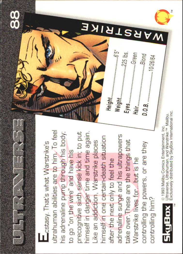 1993 SkyBox Ultraverse #88 Warstrike back image