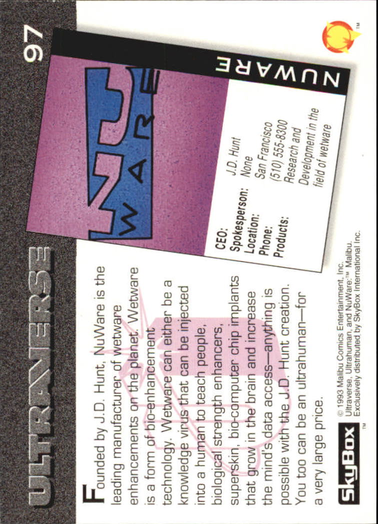 1993 SkyBox Ultraverse #97 Nuware back image