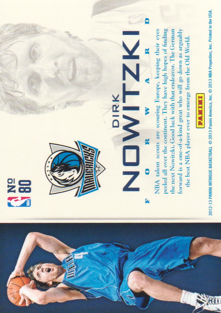 2012-13 Panini Intrigue Intriguing Players #80 Dirk Nowitzki back image