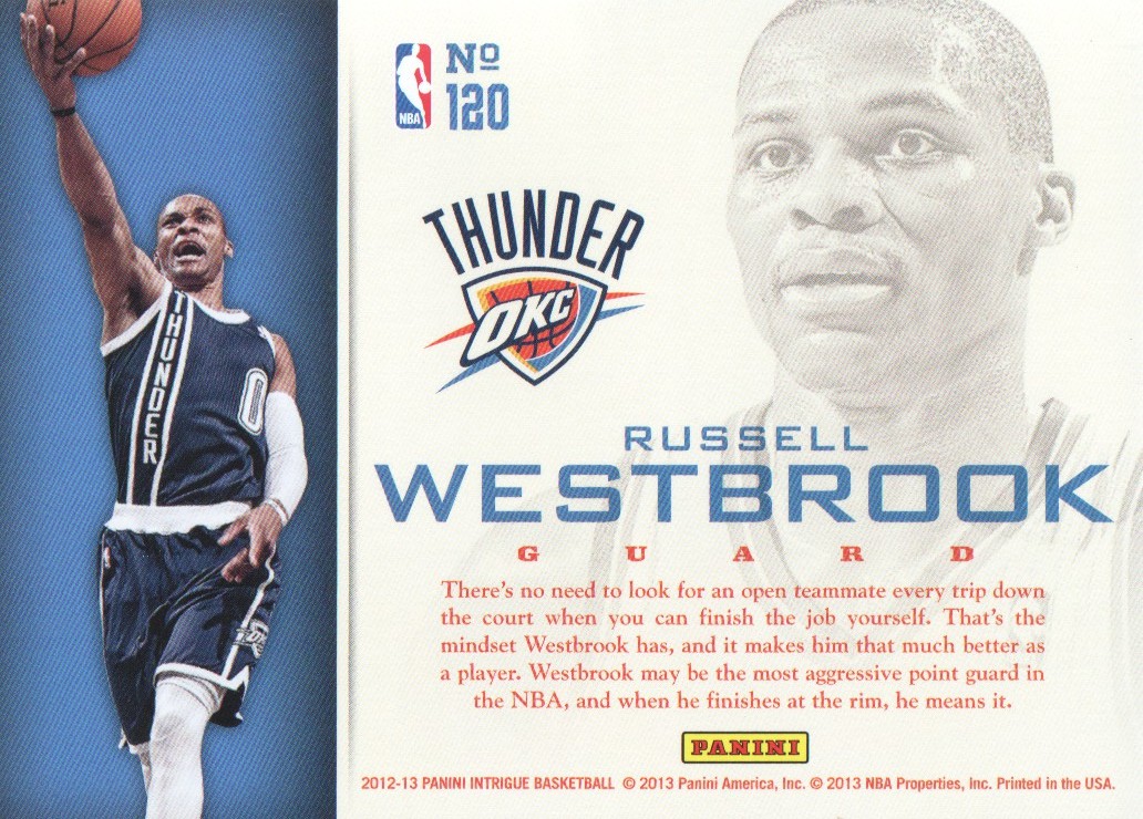 2012-13 Panini Intrigue Intriguing Players #120 Russell Westbrook back image