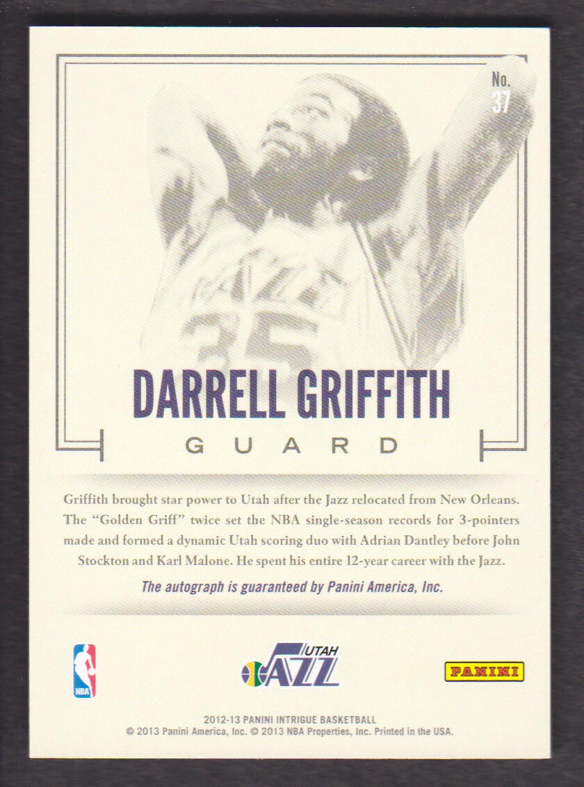 2012-13 Panini Intrigue Slam Ink #37 Darrell Griffith/199 back image