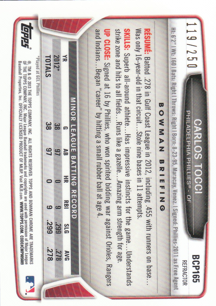 2013 Bowman Chrome Baseball Part 4 - Picture 51 of 316