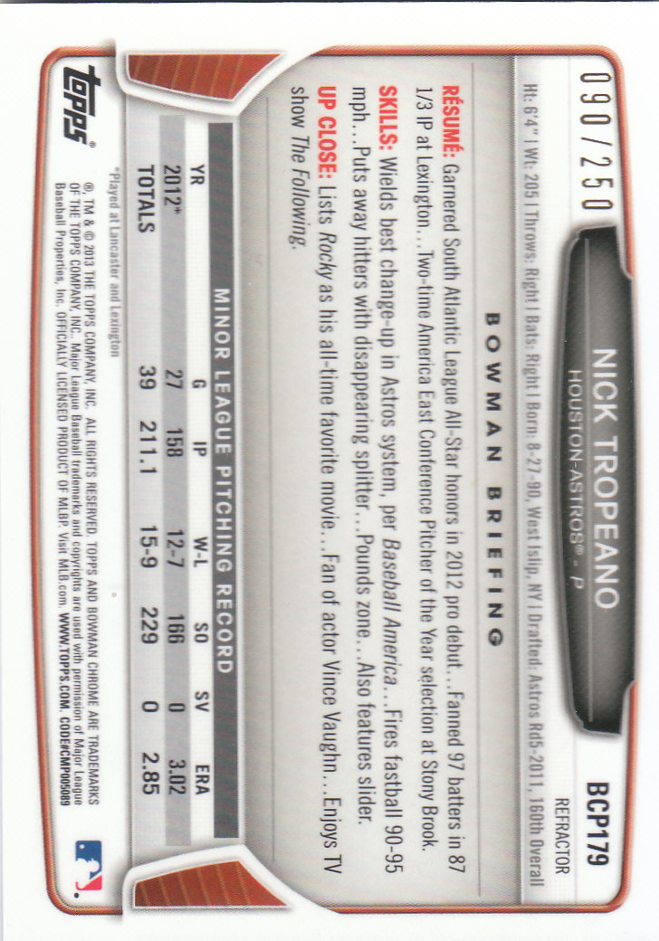 2013 Bowman Chrome Baseball Part 4 - Picture 53 of 316