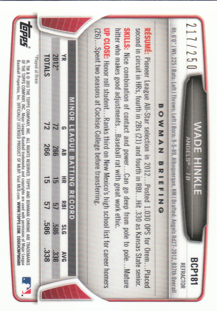 2013 Bowman Chrome Baseball Part 4 - Picture 55 of 316