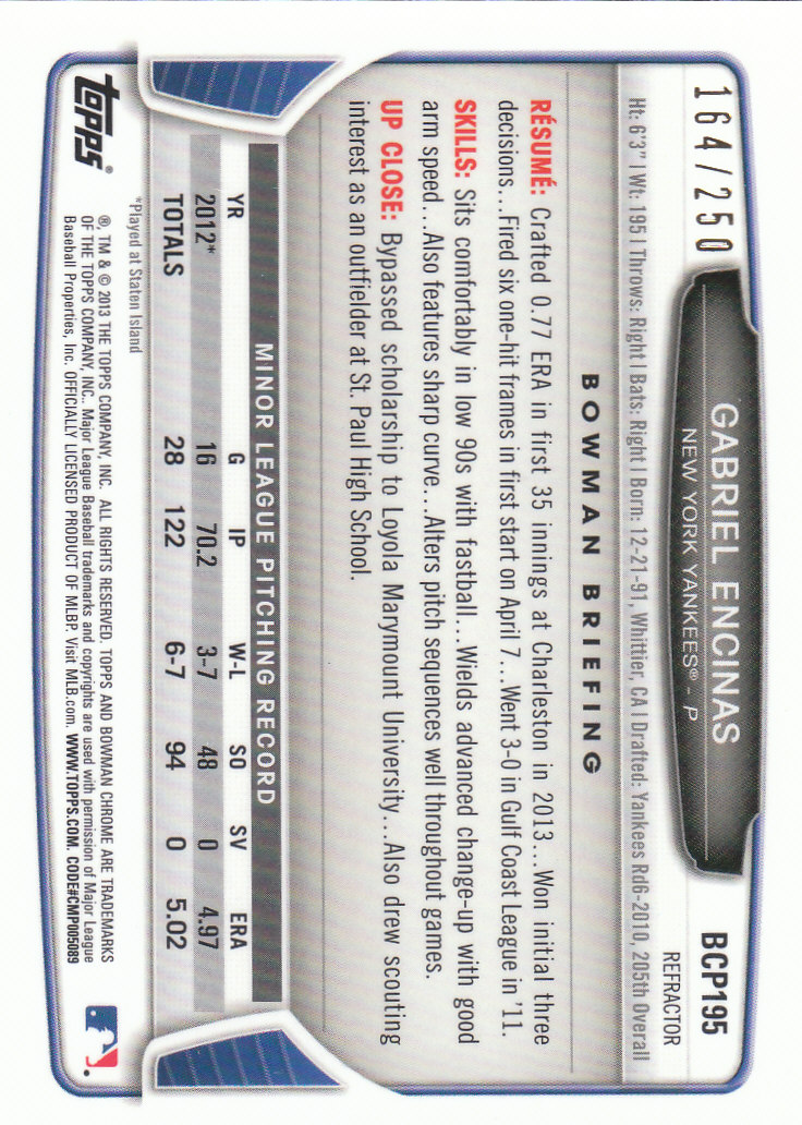 2013 Bowman Chrome Baseball Part 4 - Picture 61 of 316