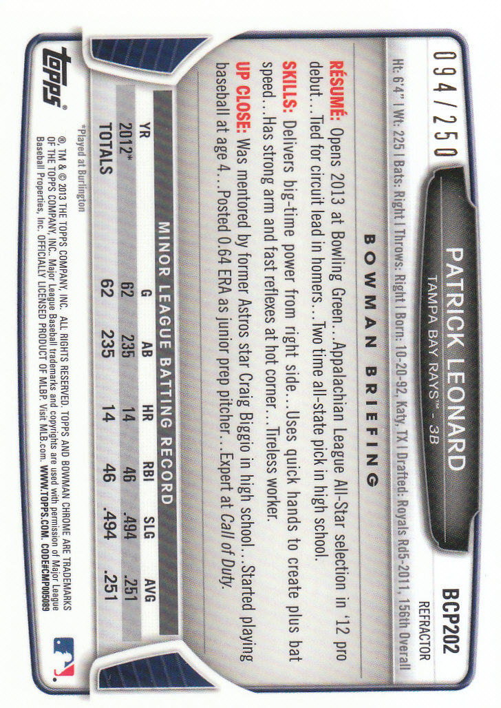 2013 Bowman Chrome Baseball Part 4 - Picture 63 of 316