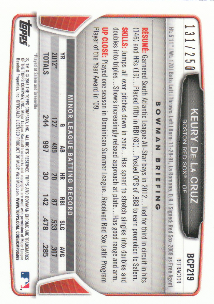 2013 Bowman Chrome Baseball Part 4 - Picture 71 of 316