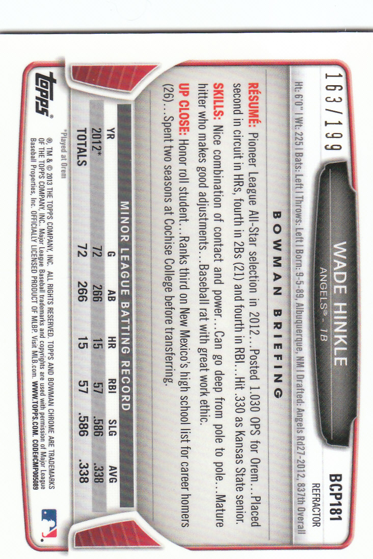 2013 Bowman Chrome Baseball Part 4 - Picture 160 of 316