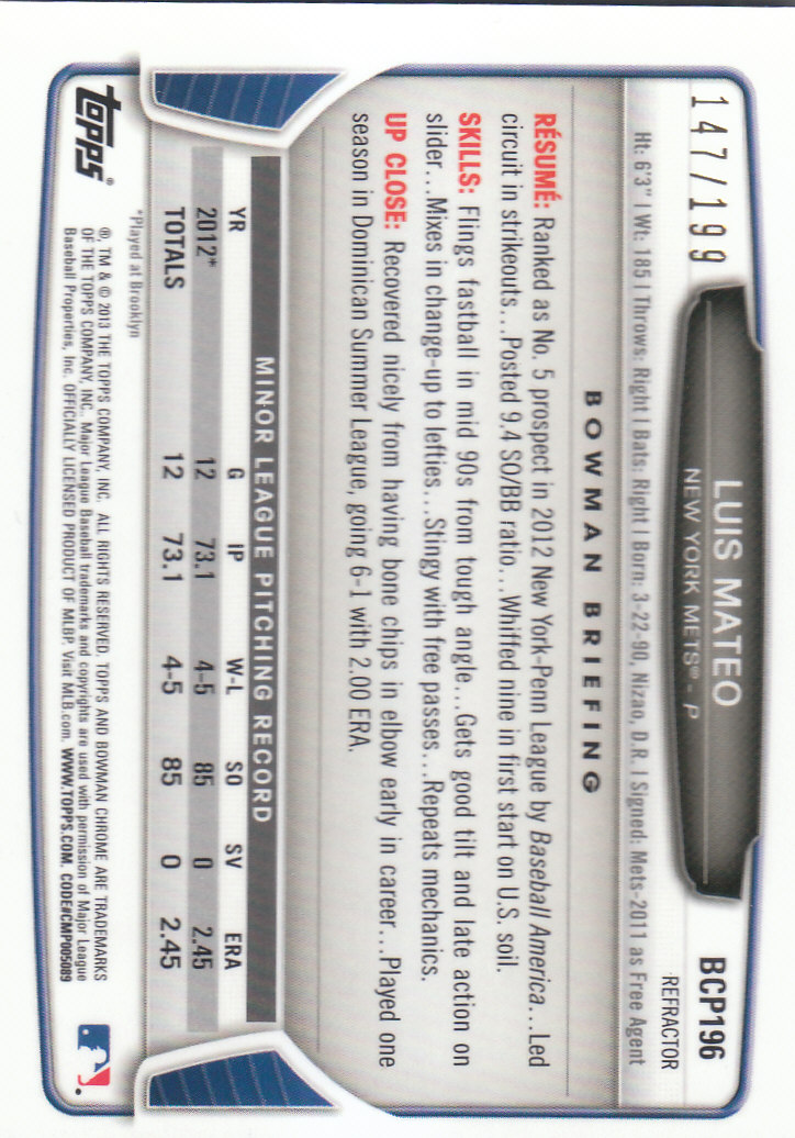2013 Bowman Chrome Baseball Part 4 - Picture 164 of 316