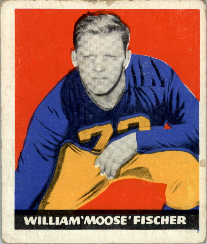 1948 Leaf #7B Bill Fischer RB RC/(Red background/dark yellow pants)