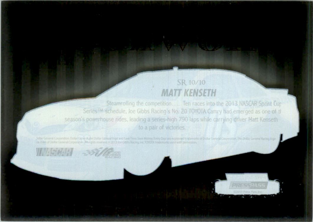 2013 Press Pass Showcase Showroom Blue #10 Matt Kenseth's Car back image