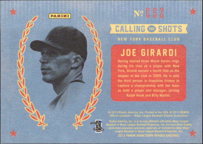 2013 Hometown Heroes Calling the Shots Gold #2 Joe Girardi back image