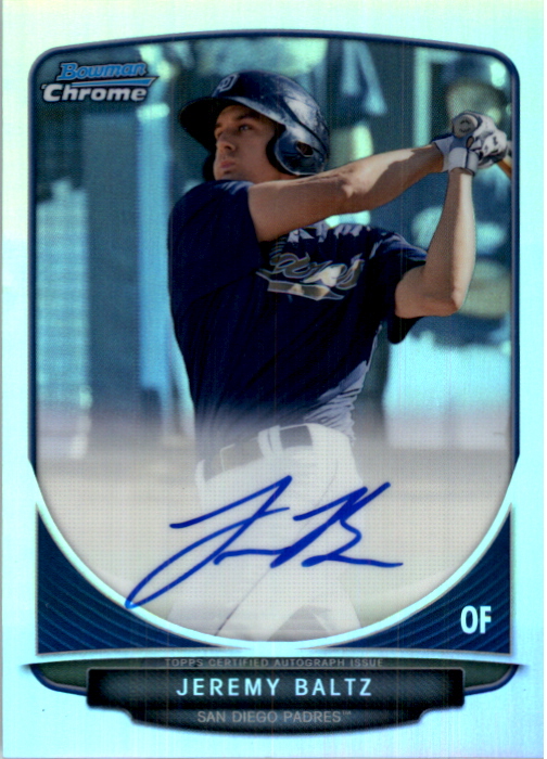 2013 Bowman Chrome Prospect Autographs Refractors #JBA Jeremy Baltz