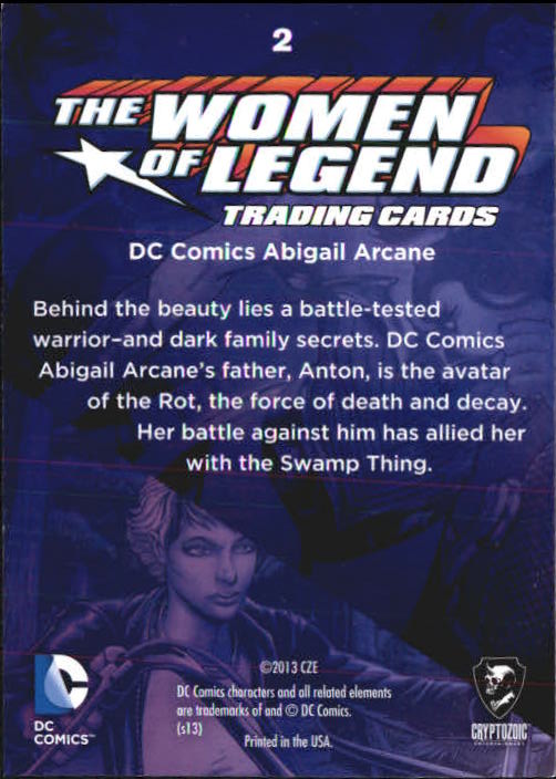 2013 Cryptozoic DC Comics Women of Legend Foil #2 Abigail Arcane back image