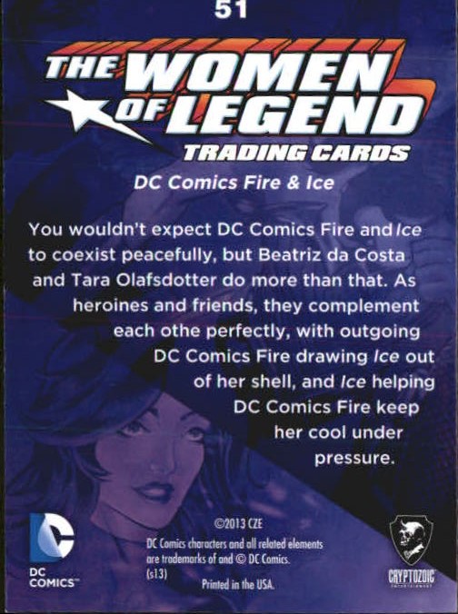 2013 Cryptozoic DC Comics Women of Legend Foil #51 Fire/Ice back image