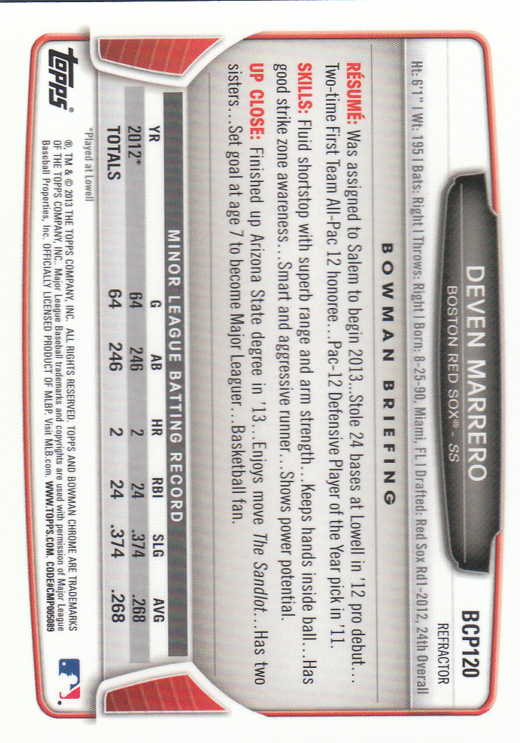 2013 Bowman Chrome Baseball Part 4 - Picture 81 of 316