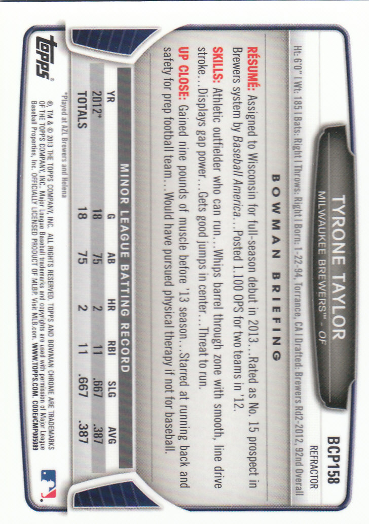 2013 Bowman Chrome Baseball Part 4 - Picture 110 of 316