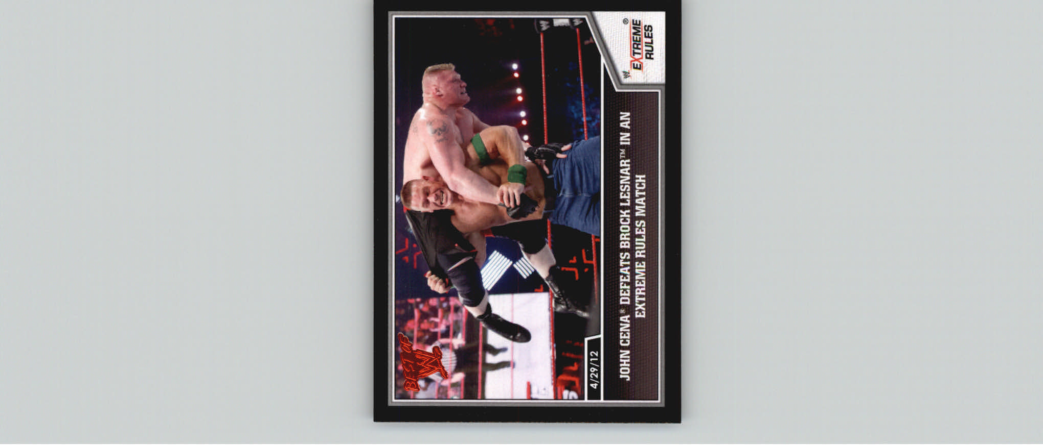 2013 Topps Best of WWE #9 John Cena Defeats Brock Lesnar in an Extreme Rules Match