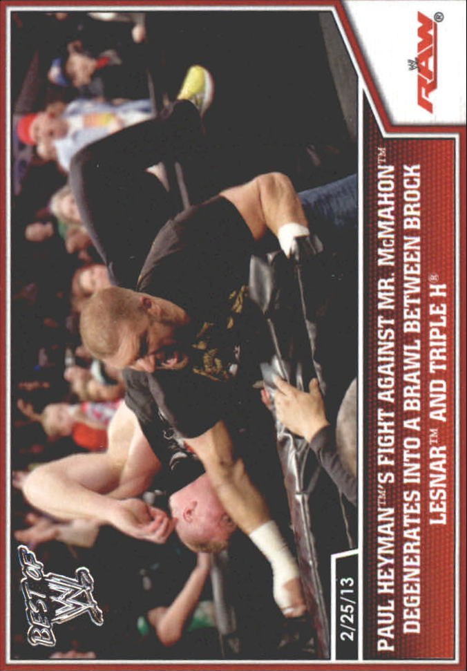 2013 Topps Best of WWE Silver #92 Paul Heymans Fight Against Mr. McMahon Degenerates into a Brawl Between Brock Lesnar and Triple H