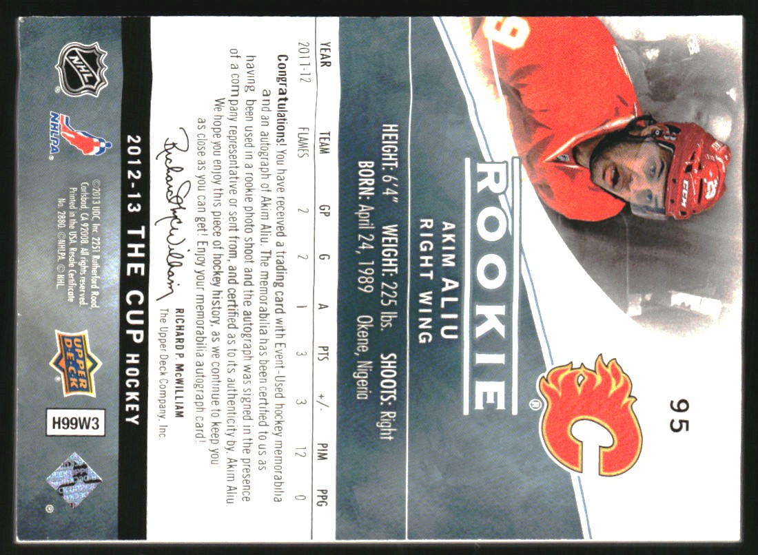 2012-13 The Cup #95 Akim Aliu JSY AU/249 RC