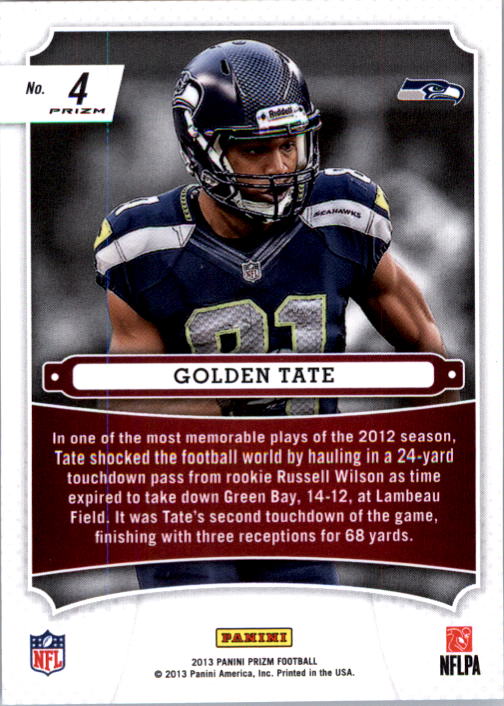 2013 Panini Prizm Monday Night Heroes Prizms Blue #4 Golden Tate